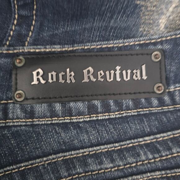 Rock Revival Celine Cropped Bermuda Gold Threading Distressed Women's Shorts 31 - Picture 5 of 9